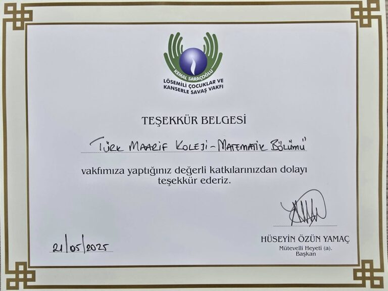 Kemal Saracoğlu Lösemili Çocuklar ve Kanserle Savaş Vakfına bağış